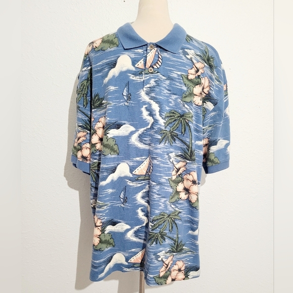 Vintage Summa Hawaiian Floral Polo Shirt Casual Men's Size XL 100% Cotton Tropic - Picture 1 of 10